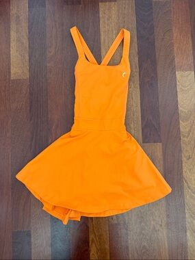 Bright Orange Tennis Dress/Skort with Crossback Straps